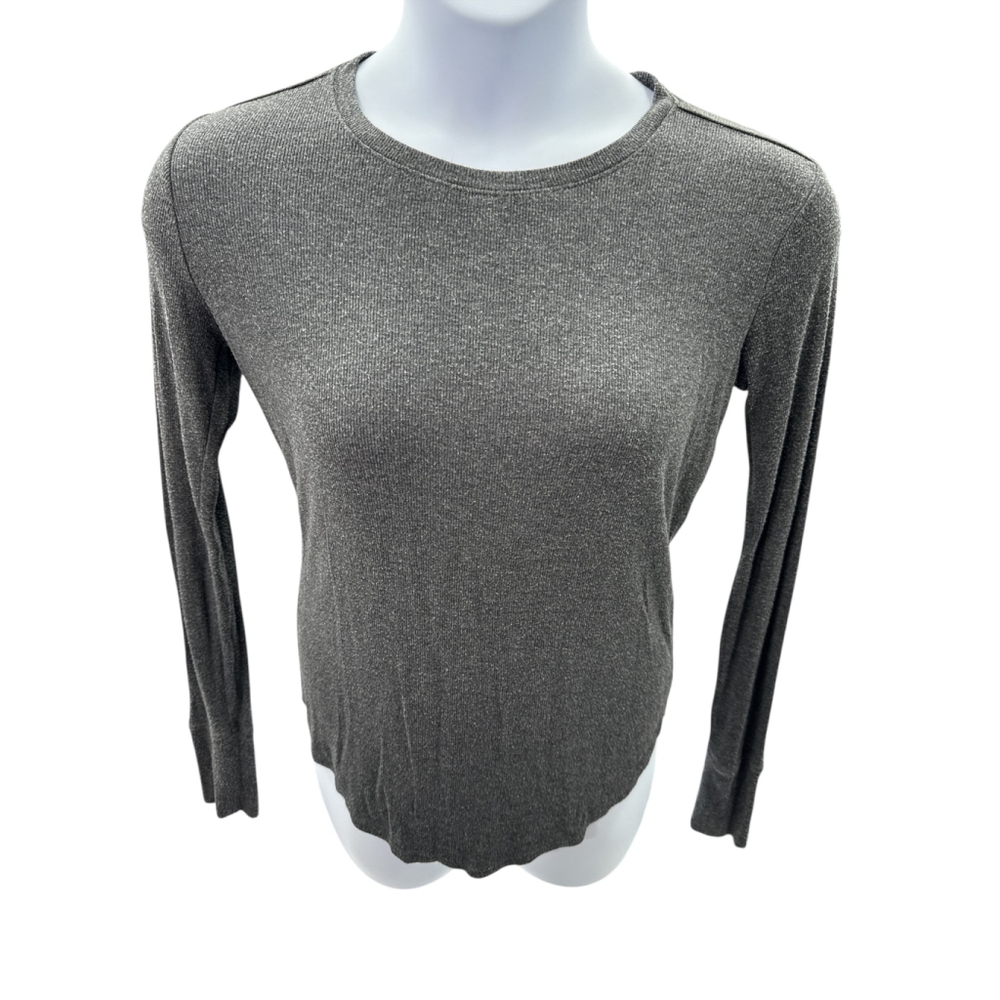 Athleta Women’s Shirt Top Size XS Gray Long Sleeve Stretch Ribbed